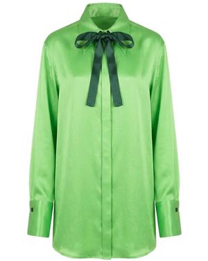 CAPASA MILANO Tie-Detail Satin Blouse - Green