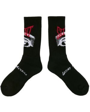 SAINT Mxxxxxx Eye-Motif Ribbed Socks - Black