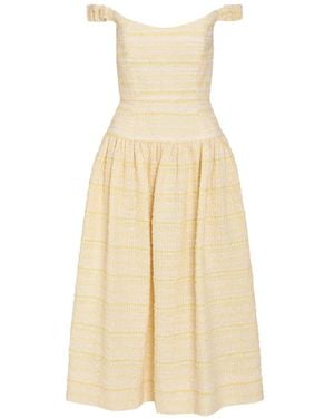 Markarian Georgie Striped-Pattern Midi Dress - White