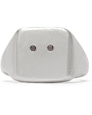 Seb Brown Tablet Sterling Silver Signet Ring - White