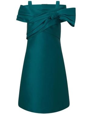 Alberta Ferretti Bow-Detail Trapeze Mini Dress - Green