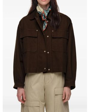 Bimba Y Lola Short Washed Chocolate Cotton Jacket - Brown
