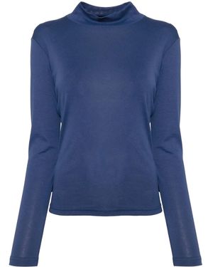 agnès b. Cotton High-Neck T-Shirt - Blue