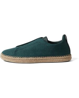ZEGNA Triple Stitch Espadrilles Aus Leinengemisch - Grün