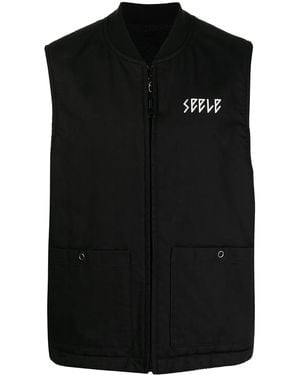 Undercover Slogan-Print Reversible Gilet - Black