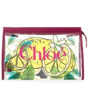 Chloé Soleil Lemon-Print Clutch Bag - White