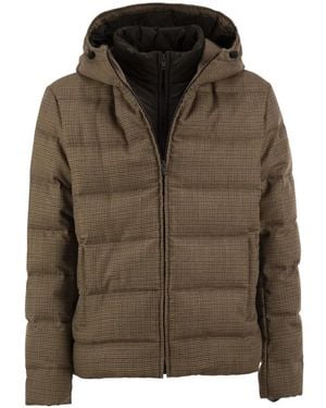 Fay Houndstooth-Pattern Virgin Wool Jacket - Brown