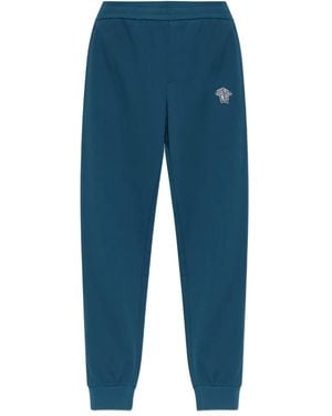 Versace Embroidered Cotton-Jersey Joggers - Blue