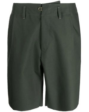 Kolor Pleated Wide-Leg Tailored Shorts - Green