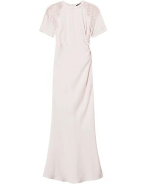 Twinset Embroidered Twill Dress - White