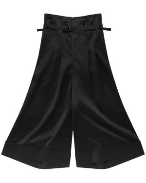 Junya Watanabe Pantalon Court En Laine À Taille Ceinturée - Black