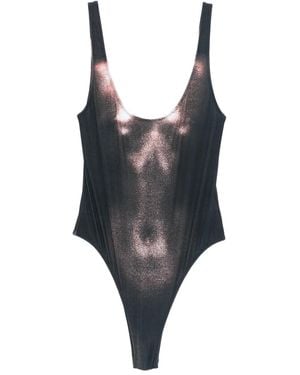 Jean Paul Gaultier Maillot De Bain À Imprimé Corps - Noir