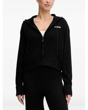 Guess Logo-Embroidered Zip-Up Hoodie - Black