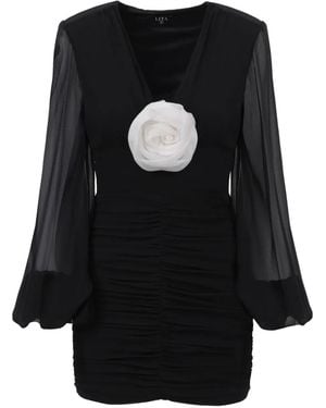 Lita Couture Rue Floral-Appliqué Mini Dress - Black