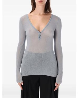 James Perse Ribbed-Knit Long-Sleeve T-Shirt - Gray
