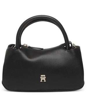 Tommy Hilfiger Bolso Satchel Th Con Monograma - Negro
