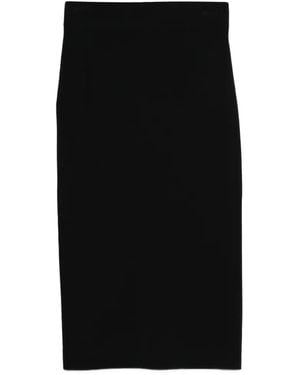 Alpha Studio Midi-Rok Met Elastische Tailleband - Zwart