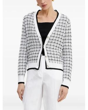 Guess Checked Buttoned Cardigan - White