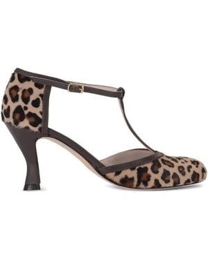 P.A.R.O.S.H. T-Strap Animal-Print Pumps - Brown