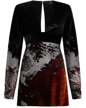 Roberto Cavalli Long-Sleeve Print Mini Dress - Black