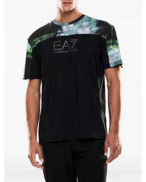 EA7 Logo-Print T-Shirt - Black