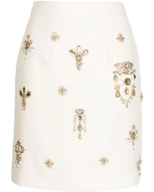 Zuhair Murad Jewel-Embellished Silk Miniskirt - Natural