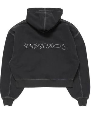 Acne Studios Sudadera con capucha y costuras en contraste - Negro