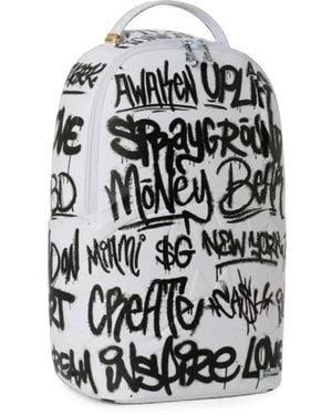 Sprayground Think On It Graffiti Backpack - White