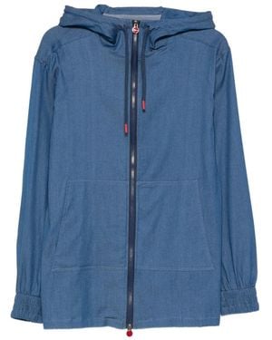 Kiton フーデッド ジップ シャツ - ブルー