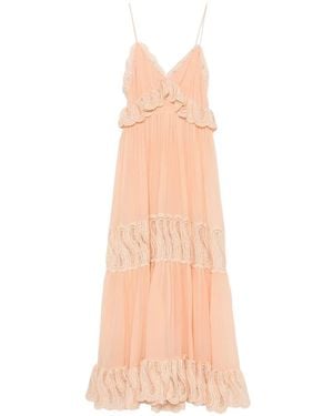 Raquel Diniz Lory Crochet-Trim Pleated Dress - White