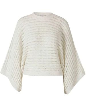 Peserico Crew-neck sequin-embellishment sweater - Blanco