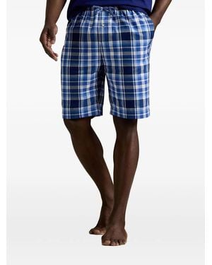 Polo Ralph Lauren Check-Print Drawstring Pyjama Shorts - Blue