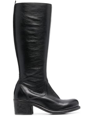 Moma Calf-Length Block Heel Boots - Black