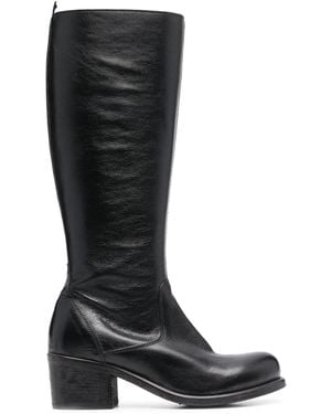 Moma Calf-Length Block Heel Boots - Black