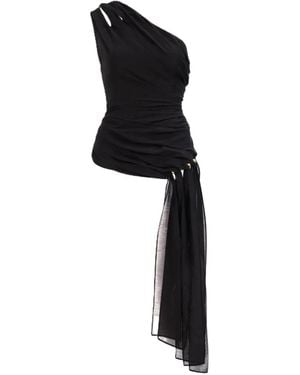 Aje. Asymmetric Drape One-Shoulder Top - Black