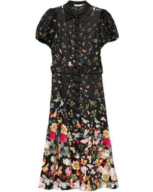 Alice + Olivia Henrietta Floral Belted Midi Dress - Black