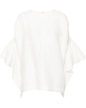 Junya Watanabe Flared-Cuffs Bouclé Blouse - White