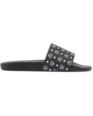 MCM Sandali Slides Con Stampa - Bianco