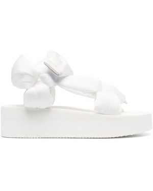 Red(V) Padded Platform Sandals - White