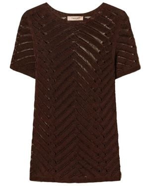 Twinset Chevron Knitted T-Shirt - Brown