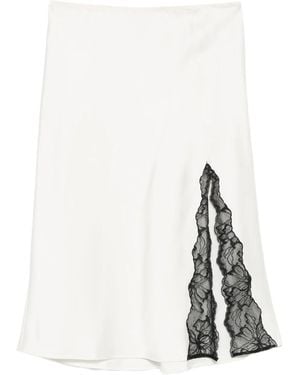 Calvin Klein Lace-Insert Slit Skirt - White