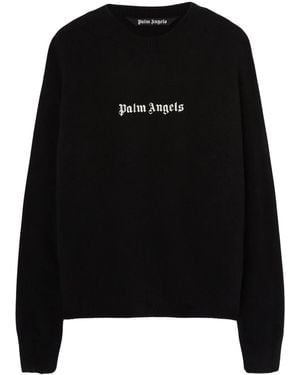 Palm Angels Embroidered Crew-Neck Jumper - Black