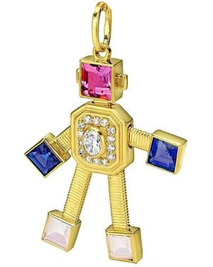 Van Robot Colgante En Oro Amarillo De 18 Ct Con Múltiples Piedras - Metálico