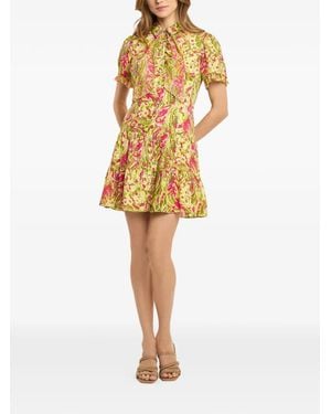 Cinq À Sept Floral-Print Tiered Dress - Yellow