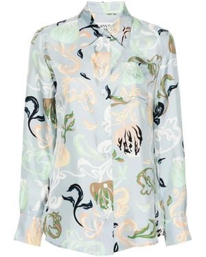 Lanvin Graphic-print Silk Shirt - Gray