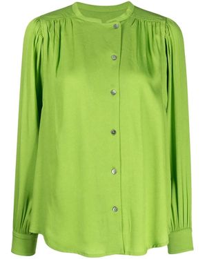 Yves Salomon Gathered-Detail Off-Centre Blouse - Green