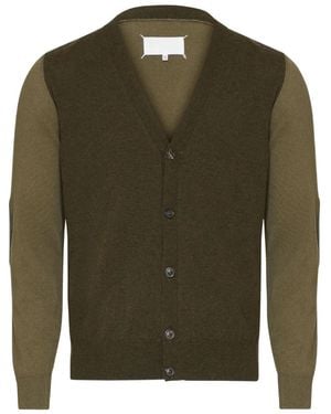 Maison Margiela エルボーパッチ ウールカーディガン - グリーン