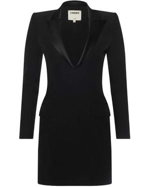 L'Agence Esti Minikleid mit Schalkragen - Schwarz