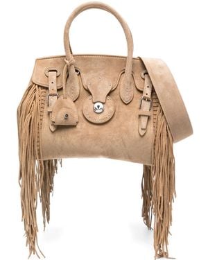 Polo Ralph Lauren Ricky Fringe-Suede Tote Bag - Natural