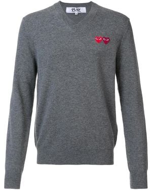 COMME DES GARÇONS PLAY Embroidered Heart Cardigan - Grey